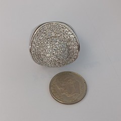 Chunky Statement Ring Sterling Silver Dome Pave CZ Cocktail 9.25 Bold Modernist