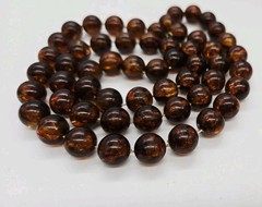 Root beer Amber Brown Lucite Necklace Acrylic Ball Long Vintage 30 in