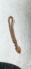Antique 9K Yellow Gold Curb Chain Bracelet Padlock Edwardian