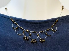Robert Rose Choker Necklace Wired Bronze Metallic Beads Dainty Chic Minimalist