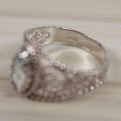 Silver Blue Topaz Ring, Filigree Sterling, Marquise Cut Natural Stone, 5/8″ Long