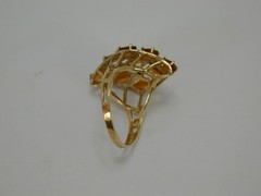 Vintage 10K Yellow Gold Citrine Marquise Cluster Cocktail Ring Size 6 417 Solid