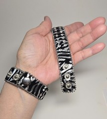 Zebra Print Rhinestone Wrap Bracelets Snap Leather Crystal Cuff Bracelet 12 pcs