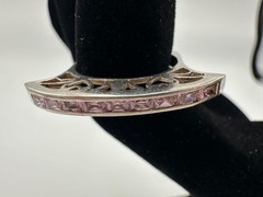 4.52g Vintage Sterling Silver 925 Pink Princess Cut Band Ring Size 8.5 M