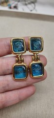 Rare Vintage Goldtone Monet Intaglio Roman Soldier Cameo Clip On Earrings…