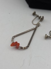 Vintage Long BRANCH CORAL NECKLACE With Spiky Spiny Sterling Screw Back Clip On