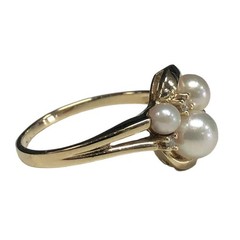 14k Gold Pearl & Diamond Ring