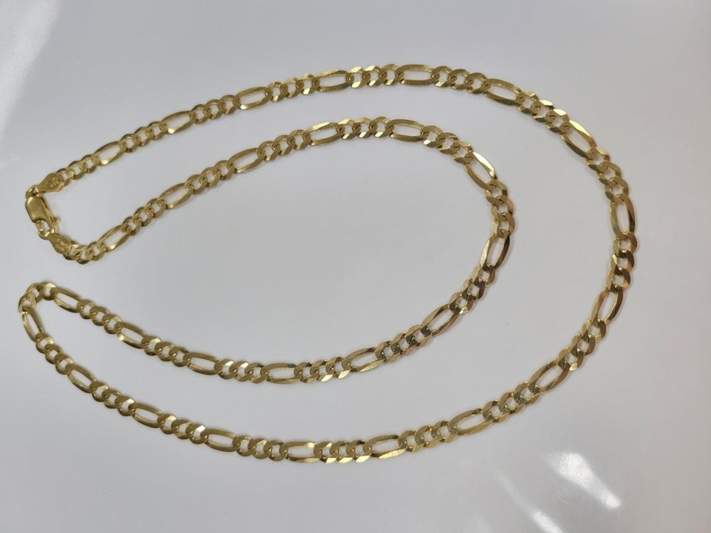 Gold Plated Sterling Silver Figaro Chain Necklace ~ 22″ ~ 10g ~ 2-E195