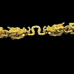 VTG Gold-tone Dragon Necklace Chain Brass Alloy marked 999, Width 9 mm, 24 in