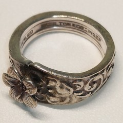 Sz 9.5 VTG Sterling Silver Floral Scroll Band Ring Signed TON & DESIGNER 9.9g