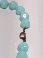 Vintage Blue Round Faceted Acrylic Bead Necklace 17″. Retro Style.
