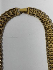 Vintage Monet Gold Necklace Signed 16” Gold Tone Matte Link Double Clasp