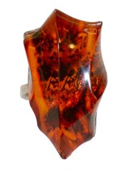 Vintage Baltic Cognac Amber Sterling Silver Ring US 6 1/4
