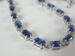 D’Joy Sterling Silver 925 Natural Blue Kyanite Tennis Line Bracelet Fits 8″