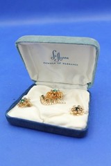 1950’s Vintage Jewels of Elegance Emerald Simulant Brooch & Earring Set
