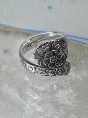Floral Spoon ring flowers band size 5.50 sterling silver women girls 