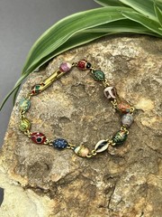 VTG Joan Rivers Egg Link Bracelet Set, Signed Multicolor Enamel Egg Bracelets