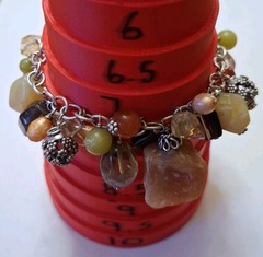 Vintage Sterling 7-8inch Natural Stone Toggle Bracelet 925 Silver Tested