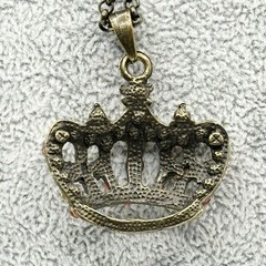 Vintage Crown Rhinestone Pendant Necklace Multi Color Men Women 16-18”