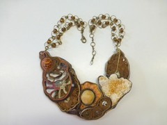Alex & Lee? Coral Fossil Leather Chinese Bead Macrame Boho Statement Necklace 23