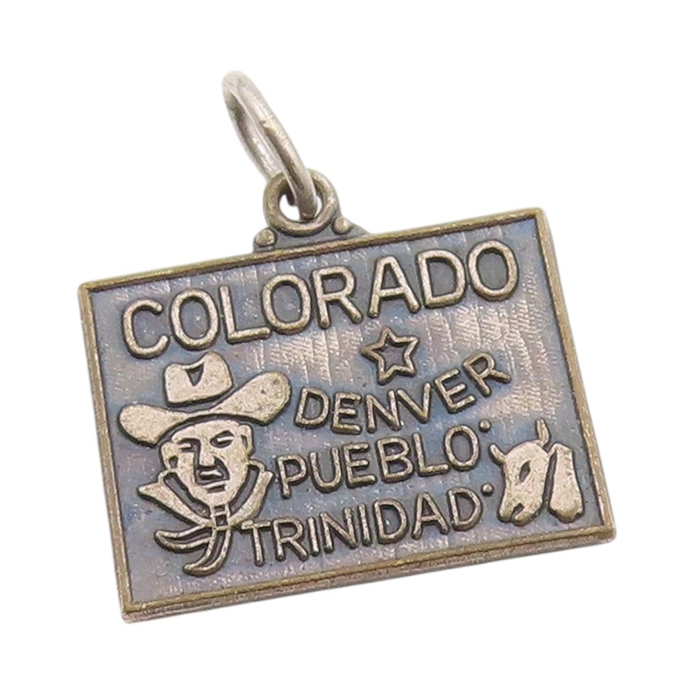 925 Sterling Silver Vintage Pendant Western Colorado Adventure Charm PT24977