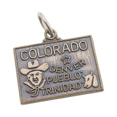 925 Sterling Silver Vintage Pendant Western Colorado Adventure Charm PT24977