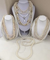 10 Beaded Faux Pearl Necklaces Costume Jewelry Lot Wearable Vintage Pearls