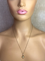 VINTAGE 12K GF Opal Pendant Necklace Bamboo Frame Gold Filled 22in Chain