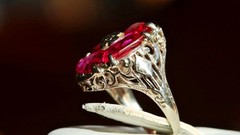 14k white gold ring 2.50ct lab created ruby sz 3.5 antique handmade 2.33gr N3331