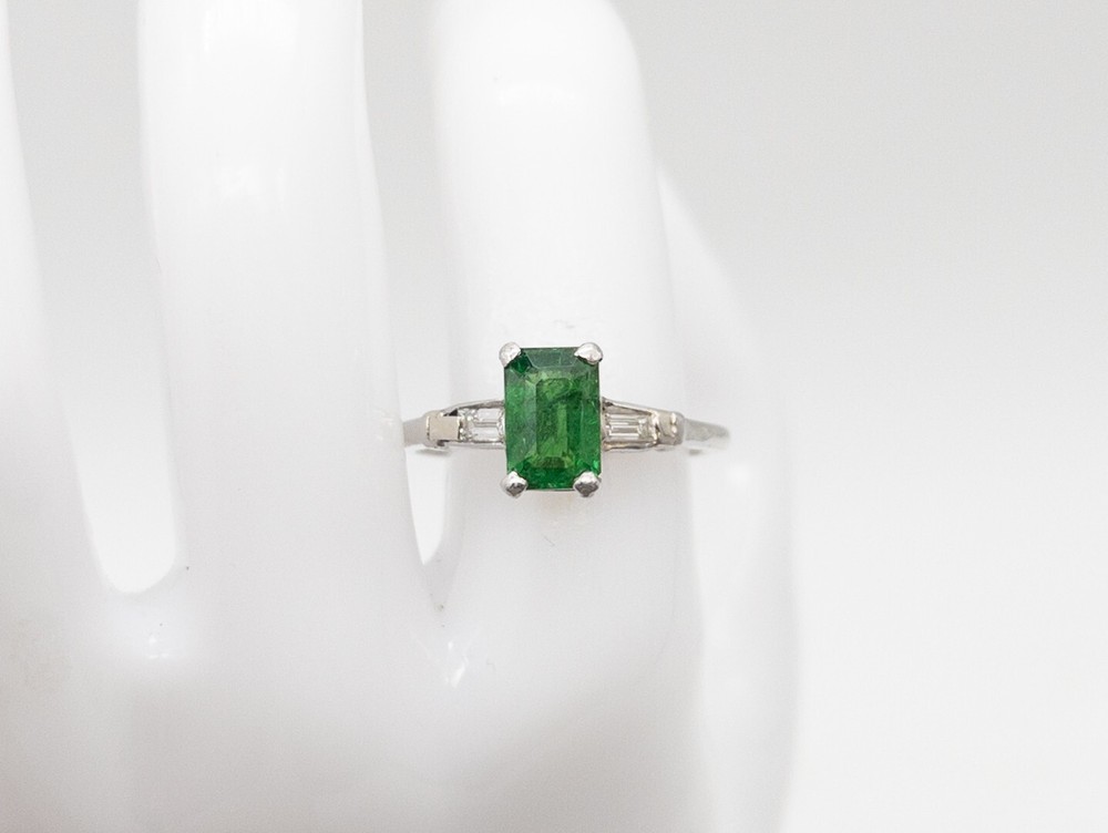 Vintage $6000 2.30ct Natural Tsavorite Garnet Diamond Platinum Ring 5g