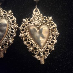Vintage Heart Pendant / Pin Earring Lot Mixed Materials And Styles