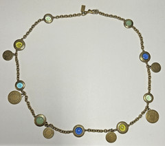 Coach Vintage Gold‑Tone Multicolor Cabochon Station Necklace – 18″ Y2K Era RARE