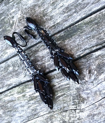 Antique Victorian Black Glass Mourning Jewelry Earrings Dangle Clip On 1920s