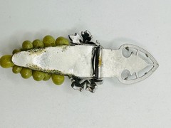 Vintage Antique Art Deco Green Glass Rhinestone Grape Cluster Dress Clip 2″