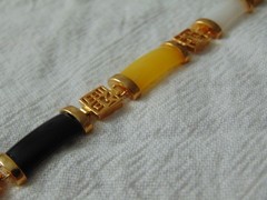 vintage colorful glass segments Asian style bracelet