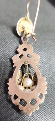 Victorian Style Gold Tone Metal Imitation Pearl? Pierced Earring One Only Single