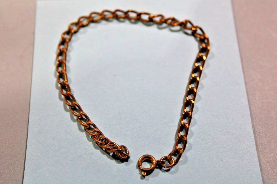 Vintage Gold Tone Double Link Curb Chain Bracelet Minimalist Charm Starter