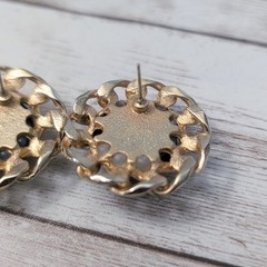 Vintage Stud Earrings For Pierced Ears Dark Blue with Chain Like Halo 1.25″