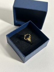 Vintage Black Cubic Zirconia Ring Gold Plated Womens Size 6.5