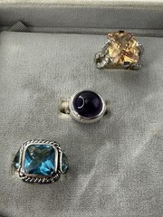 13 New Vintage Rings Resellers Mixed Lot- Various Gem Stones 925 Sterling Silver
