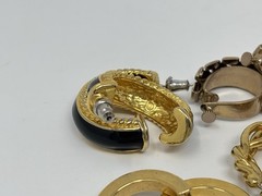 Vintage 80s 90s Bold Estate Mixed Costume Earring Lot (10) Gold Tone Enamel