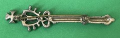 Mazer Bros. ? Multiple Gemstones Gold Tone Scepter Unsigned Brooch Pin Back