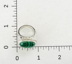 Designer Signed Sterling Silver 925 Ring Malachite