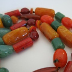 Vintage Plastic Beaded Necklace Multi Colored 56 in [5485]