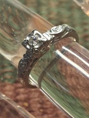 14k White Gold Designer Solitaire Diamond Ring 3 Diamond 2.3Gram Sz 5
