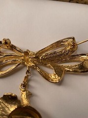 Phister Ent 96s Signed Bow Pin Turkey Charms Thanksgiving Brooch Unisex Adult 3″