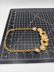 Vintage Gold-Tone Floral Necklace Textured Flowers Pearl Accent