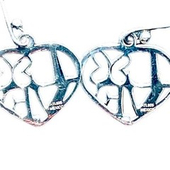 Sterling Silver Love in Heart Butterfly Hook Earrings ATI 925 Mexico Stamped