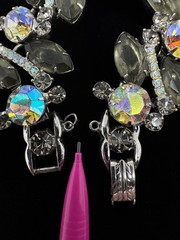 Vtg Juliana D&E Smoky Gray Aurora Borealis AB Rhinestone Silver Tone Bracelet