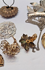 Lot of 13 Older Vintage Pendants,Button Covers,Cameo Brooche & Others